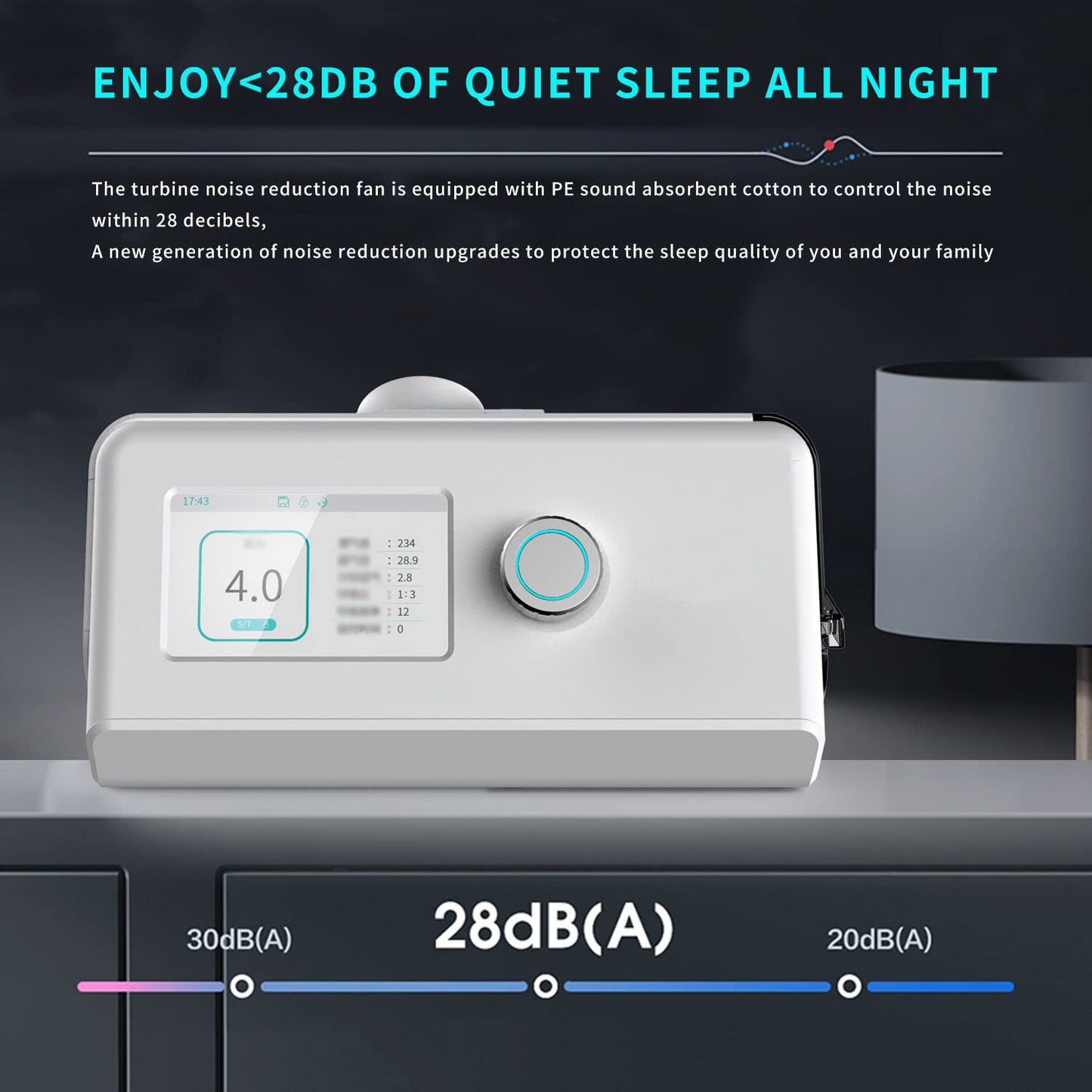 Auto CPAP Machine, Portable Sleep Apnea Therapy Device, Complete Accessories, English Version-A7