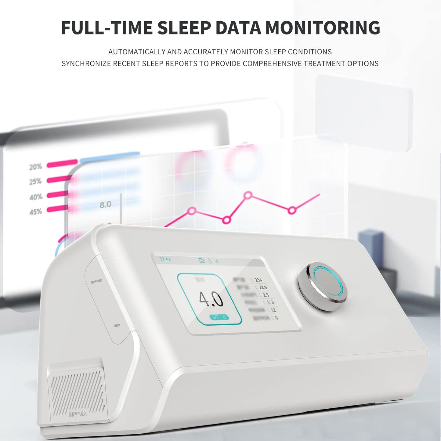 Auto CPAP Machine, Portable Sleep Apnea Therapy Device, Complete Accessories, English Version-A7