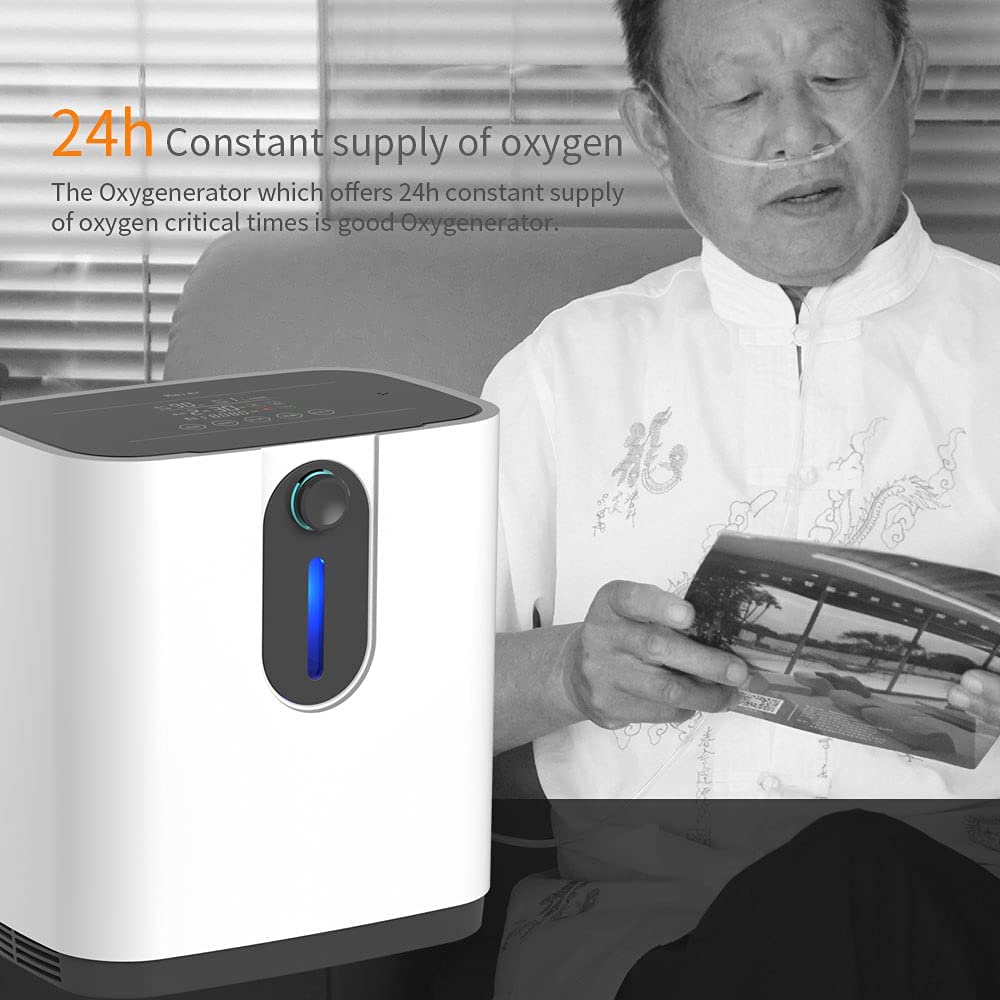 Portable Oxygen Concentrators Generator, 1-7L/min Adjustable Oxygen Machine, 30%-90% O2 Maker, AC 110V, English version, including all accessories