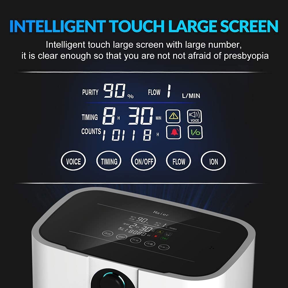 Portable Oxygen Concentrators Generator, 1-7L/min Adjustable Oxygen Machine, 30%-90% O2 Maker, AC 110V, English version, including all accessories