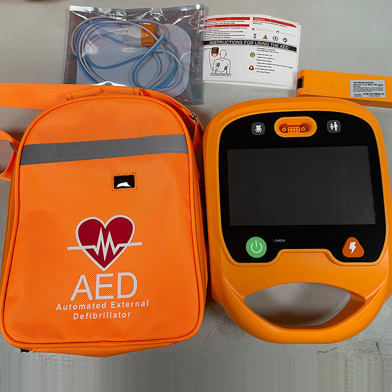 AED Portable Defibrillator Automated Machine Trainer Easy Operation for Office Home School Gym Trainer Kit with Backpack Easy to Use