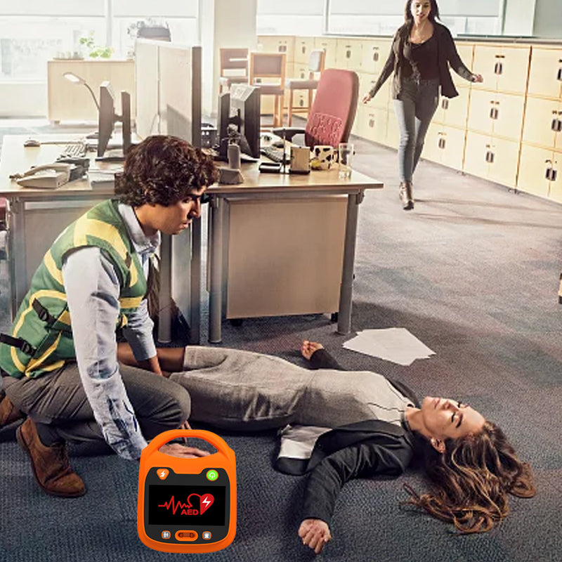 AED Portable Defibrillator Automated Machine Trainer Easy Operation for Office Home School Gym Trainer Kit with Backpack Easy to Use