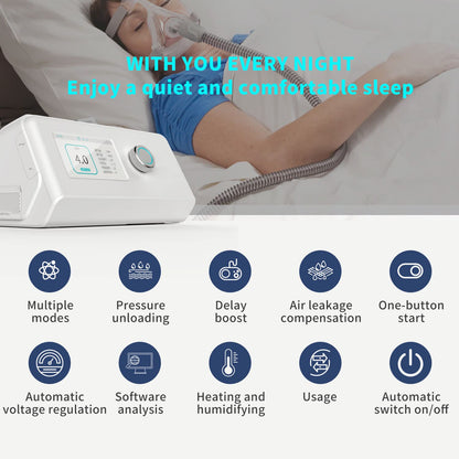 Auto CPAP Machine, Portable Sleep Apnea Therapy Device, Complete Accessories, English Version-A7