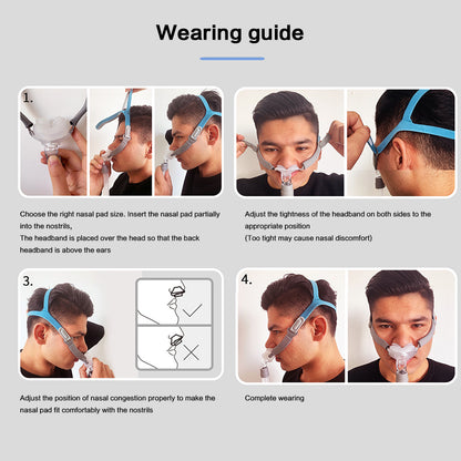 CPAP Nasal Pillow - CPAP Mask - Includes Small, Medium, Large Nose Pillow, Headgear, Frame, Elbows and Hose - Reusable CPAP Supplies - Suitable for CPAP Machine